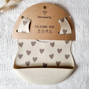 Siliconen slabber hearts - Beige