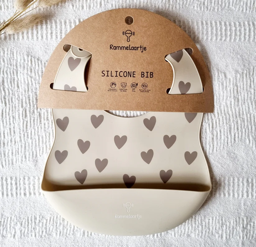 Siliconen slabber hearts - Beige
