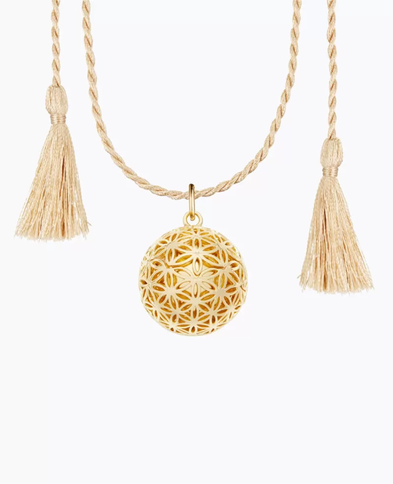 FLOWER OF LIFE Pregnancy Necklace on cord gold - Afbeelding 2