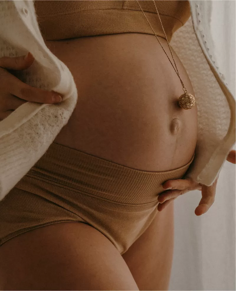 FLOWER OF LIFE Pregnancy Necklace on cord gold - Afbeelding 4