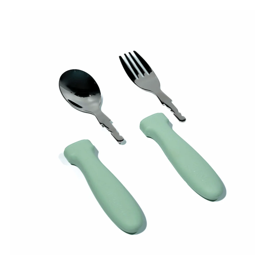 Mabebi Siliconen Kinderbestek Set - Groen - Afbeelding 3