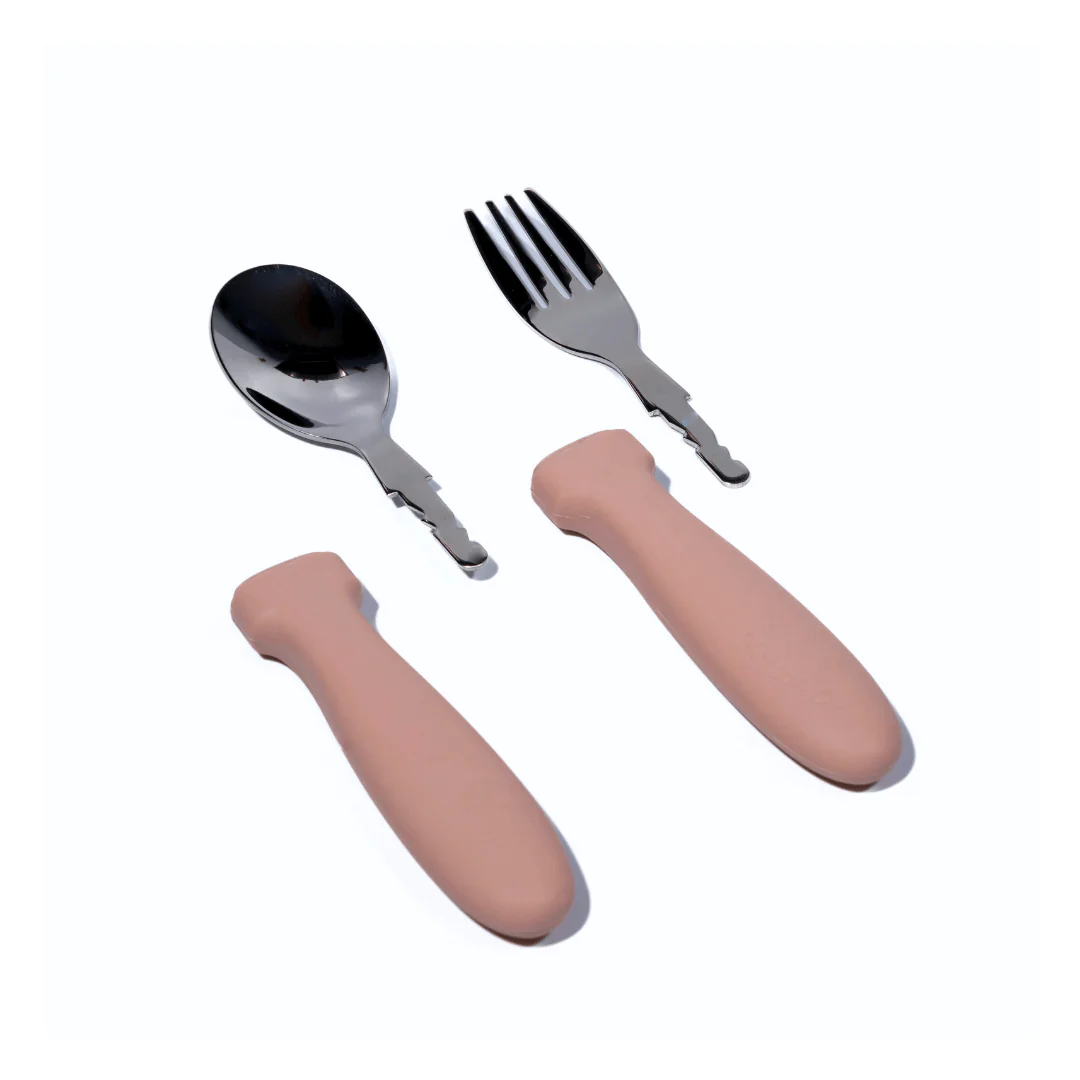 Mabebi Siliconen Kinderbestek Set - Roze - Afbeelding 3